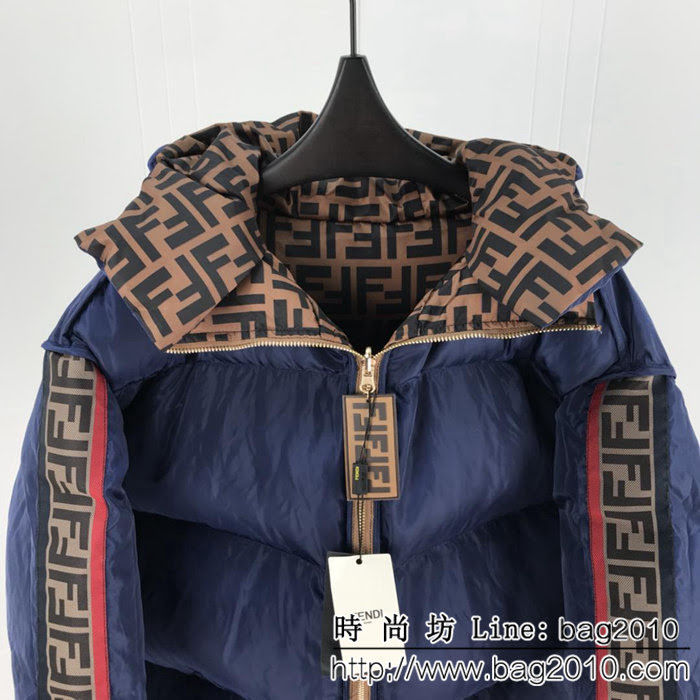 FENDI芬迪 18專櫃同步 秋冬新款 全方位FF圖案 兩面穿 羽絨棉服 情侶款 ydi2219